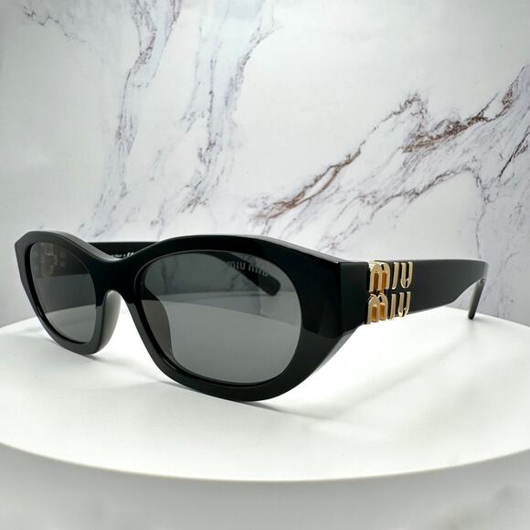 New MIU MIU Sunglasses Black Gold Rectangle Cat Eye Geometric Authentic main image 11